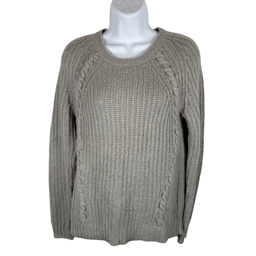 Banana Republic Cable Knit Wool Blend Sweater Women's Very Soft Small Gray - 407